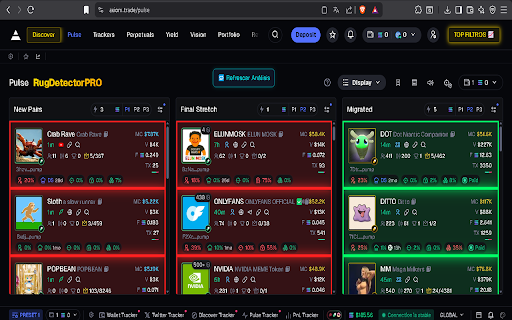 Rug Detector :: Análisis en tiempo real de memecoins en la red de Solana.