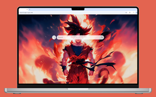 Goku Blaze Live Wallpaper :: Goku with a red shirt and blue belt swings his fist with flames blazing behind him.