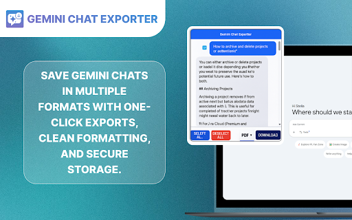 Gemini Chat Exporter :: Use this extension to export Gemini chats in PDF, Text, CSV, and Excel formats instantly.