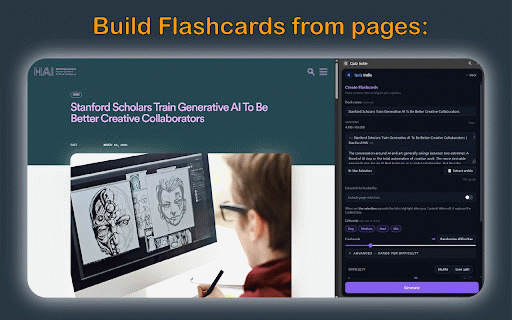 Quiz Indie - Quiz and Flashcard Generator for Webpages :: Generate quizzes, flashcards, and AI summaries on any html text webpage in seconds!