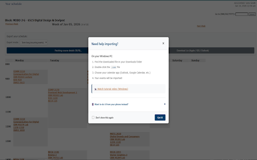 myBCIT Schedule Exporter :: Export your BCIT schedule to Google Calendar or download as ICS file