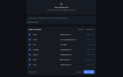 M2 Authenticator :: Offline 2FA codes (TOTP/HOTP). AES-256-GCM encrypted vault, unlocked by master password or fingerprint.