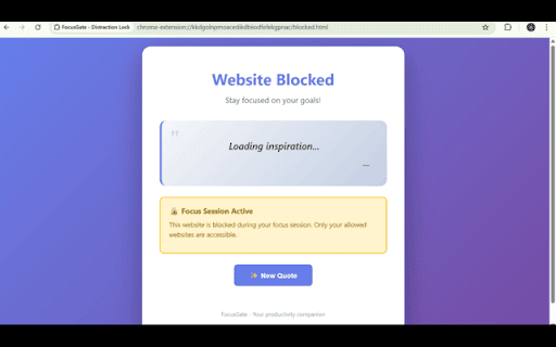 FocusGate - Distraction Lock :: Block all websites except 5 allowed sites for a set time period to help you stay focused