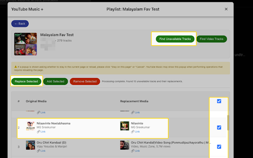 YouTube Music :: Chrome extension for YouTube Music with utilities to remove unavailable tracks, find replacements, and more.