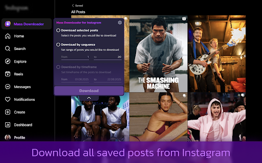 Mass Downloader for Instagram :: Mass Download all Instagram Reels, Stories, Photos, Videos & Highlights. Backup entire Instagram profile. AI-powered analysis