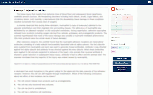 MCAT Prep Review Mode :: Hides answers and explanations on the AAMC MCAT review pages so you can rework questions independently.