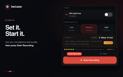 TabCaster: Screen Recorder with Privacy :: Record your tab or screen with audio, cinematic auto-zoom, and privacy blur. MP4, WebM & GIF — no cloud, everything stays local.