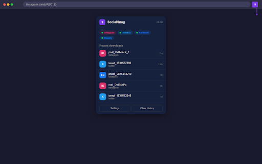 SocialSnag :: Download full-resolution social media from direct post links or the right-click menu.