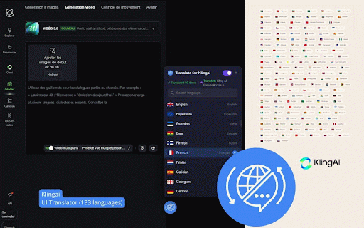 Kling AI: interface translator — English and 133 languages :: Translate Kling AI interface into 133 languages. Google Translate API. Not affiliated with Kling AI.