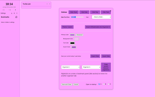 NewTab Startpage Organizer Dashboard :: A customizable startpage with your bookmarks, notes, todo lists, kanban boards and more.
