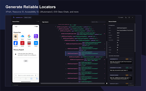 LocatorLens :: Real-time Element Inspector & Locator Generator for Appium (Android & iOS). See app structure, build locators instantly.