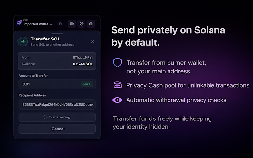 Veil :: Privacy by default. Multi-chain wallet for Ethereum and Solana—private transfers and burner identities.