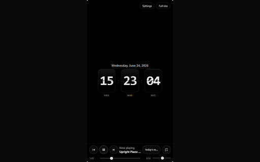 Universpaces Flip Clock :: A calm flip clock in Chrome's side panel with daily wallpapers and ambient music.