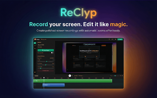 ReClyp - Elegant Screen recordings and Video Editor :: Record your screen, edit with cuts & zoom, and export in seconds