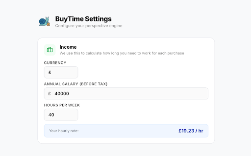 BuyTime – Think Before You Spend :: See every purchase in pints, takeouts & work hours. Add a cooling-off timer so impulse buys don't stand a chance.