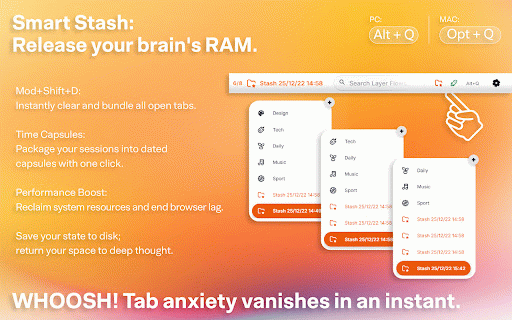 AltQ - Bookmark Layers & Tab Stash Manager :: Organize bookmarks & tabs in visual Layers. A Zero-UI manager to stash sessions, declutter your sidebar & stay in the flow. (Alt+Q)