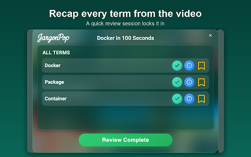 JargonPop :: Highlights programming jargon in YouTube tutorials and shows clean definitions instantly — so you learn faster as you watch.