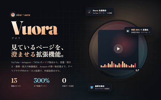 Vuora :: Browser extension that locally tunes the readability, audio, and continuity of the page you are viewing.