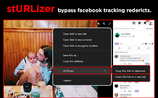 stURLizer :: Rid query parameters from page URLs and links, copy them to the clipboard, or open the cleaned link in a new tab