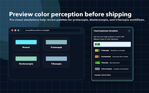 Blind-Spot Pro – WCAG Contrast Checker :: Local-first WCAG contrast audits, color suggestions, visual simulation, and export tools for designers and developers.