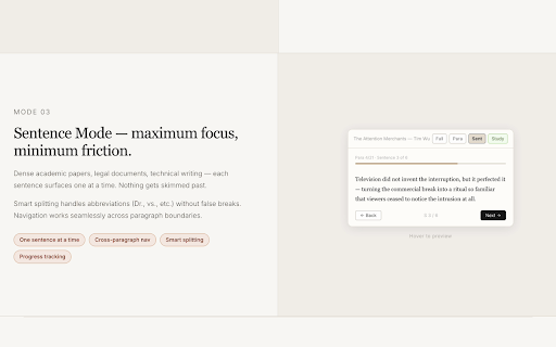 Liminal Reader :: A distraction-free reading extension with customizable modes for better focus.