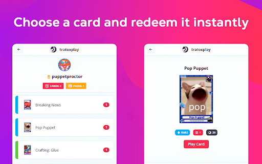 Streamloots: Play Cards From Your Browser :: Easily interact with streamers, view collections, and play cards instantly—without switching tabs!