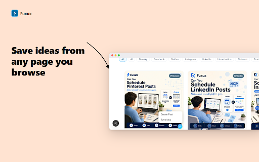 Fuxux — Schedule & Share to Social Media :: Schedule and share posts to Instagram, X, LinkedIn, and more, from anywhere on the web.