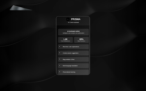 Prisma - AI Code Assistant :: AI-powered assistant for intelligent code analysis, optimization tips, and real-time development insights.