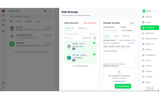 WA Pro - WhatsApp Productivity Assistant :: Productivity tools for WhatsApp Web: contact labeling, bulk messaging workflows, and optional reply assistance.