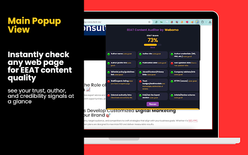 EEAT Content Auditor :: Audit any page for EEAT (Expertise, Experience, Authoritativeness, Trustworthiness) in one click.
