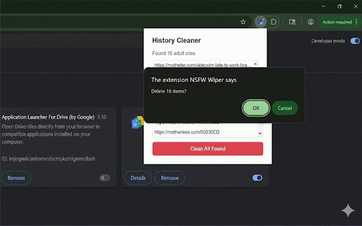 NSFW Wiper :: Automatically scans and wipes adult websites from your browsing history with a single click.