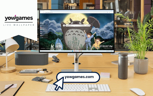 My Neighbor Totoro Live Wallpaper :: Totoro with Satsuki and Mei under full moon with umbrella and blue mini Totoro amid nighttime forest.