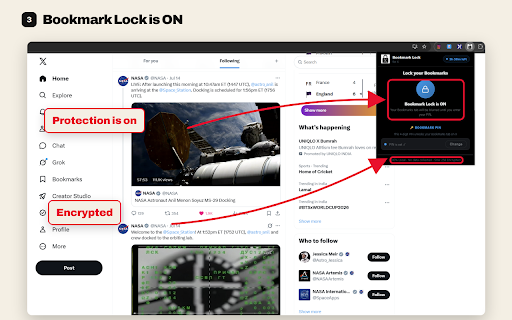Private Twitter Bookmarks - Lock & Blur with PIN for X :: PIN-lock your X (Twitter) Bookmarks tab and blur saved tweets instantly. Keep them private on shared computers and laptops.