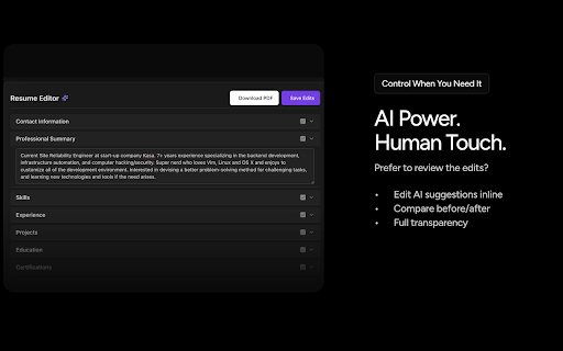 ReflexCV - Tailor Your Resume to Any Job — In 1 Click. :: ReflexCV rewrites your resume for each job post using powerful AI. No copy-pasting.