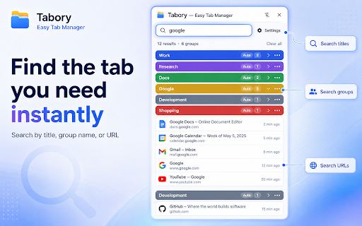 Tabory — Easy Tab Manager :: An easy, rule-based tab manager for Chrome.