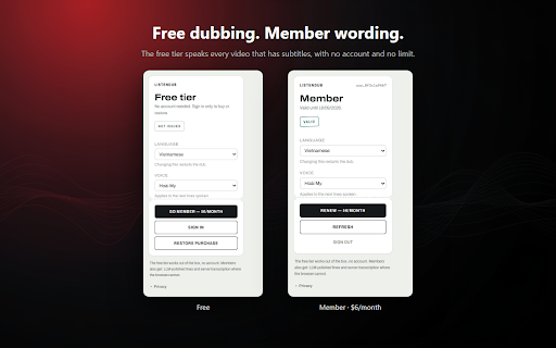 ListenDub — Video Translator & Dubbing in Your Language :: Translate and dub videos in your language. Listen instead of reading subtitles.