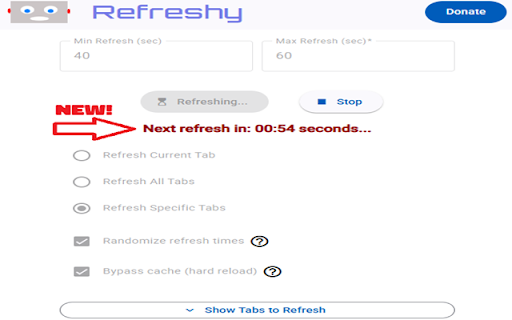Refreshy :: Refreshy helps refresh your tabs in your browser! So much power from such a tiny robot!