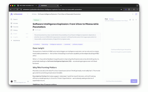 NoteWeave :: Reflect on web pages and save insights to your NoteWeave knowledge base