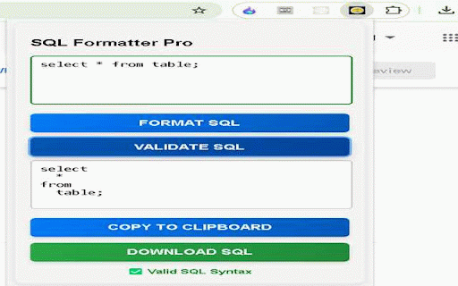 SQL Formatter Pro :: Effortlessly format, validate, and copy SQL queries with SQL Formatter Pro! 🔥 Optimize queries easily.Try now!