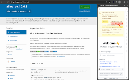Aii - AI Assistant for Browsing :: AI chat assistant with page context awareness - developed by aiiware.com