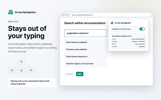 Arrow Navigation :: Use the arrow keys to go to the previous page or the next page, support common websites such as Google, Bing, Yahoo, etc.