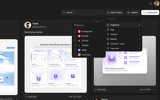 Stashr: AI Bookmark Saver :: Every bookmark you save on X, Reddit, Instagram, and TikTok, captured automatically into one permanent, searchable library.
