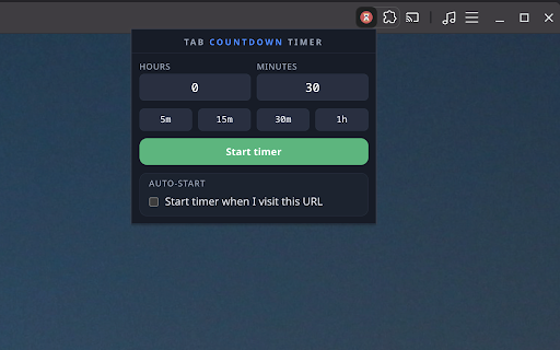 Tab Countdown Timer :: A Chromium Extension that allows you to set a timer that counts down and then closes the tab.