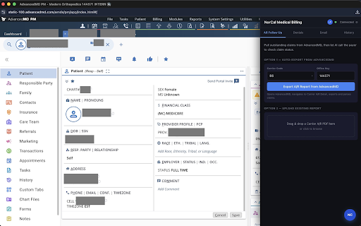 RcmFox — Medical Billing Assistant :: Automates AR follow-up, denial triage, and payer call notes for medical billing teams inside AdvancedMD.