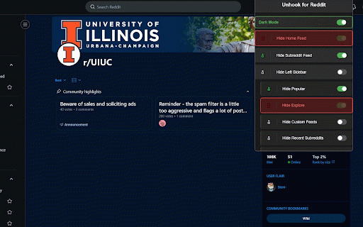 Unhook for Reddit :: Remove distracting elements from Reddit to help you focus on what matters