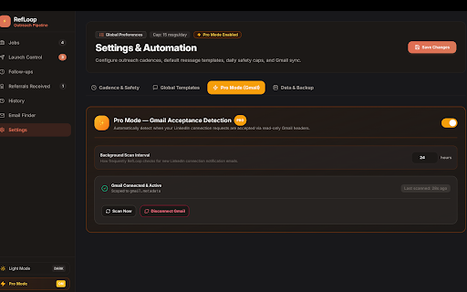 RefLoop — LinkedIn Referral Tracker :: Track your referral outreach pipeline. Log jobs, manage contacts on LinkedIn and Email, and never miss a follow-up.
