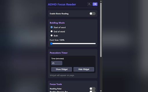 ADHD Focus Reader :: Boosts reading focus for ADHD & neurodivergent minds using Bionic Reading, dyslexia fonts, and ambient AI music.