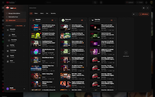 SubDeck: YouTube Subscription Manager :: Organize YouTube subscriptions into folders and browse their uploads in a custom feed or multi-column deck.