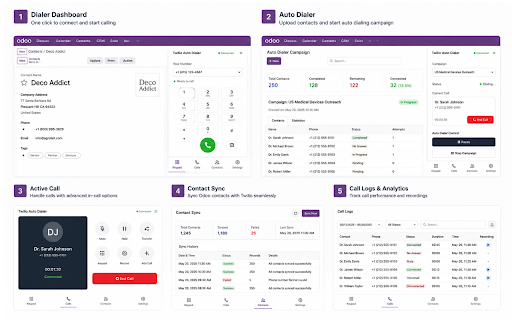 Twilio Odoo Softphone – Contacts, Click-to-Call & Auto Dialer :: Twilio softphone for Odoo CRM — sync contacts, click-to-call, auto dialer, SMS, and call history.
