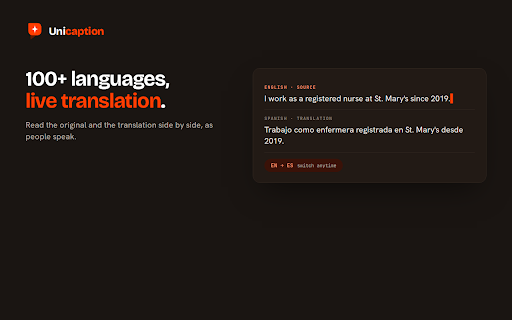UniCaption - Live Subtitles & Translation :: Real-time subtitles & translation for any website — Zoom, Meet, YouTube, Teams. AI speech recognition with speaker detection.